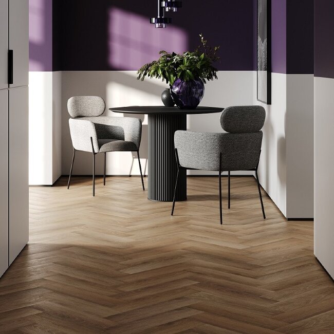 Кварцевый ламинат Fargo Herringbone 44-3046-9 Дуб Коста-Рика