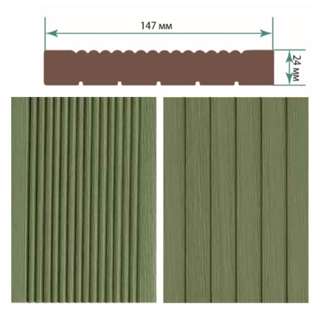 Террасная доска TerraPol КЛАССИК полнотелая без паза Олива 576 3000х147х24 мм Террасная доска TerraPol КЛАССИК полнотелая без паза Олива 576 3000х147х24 мм