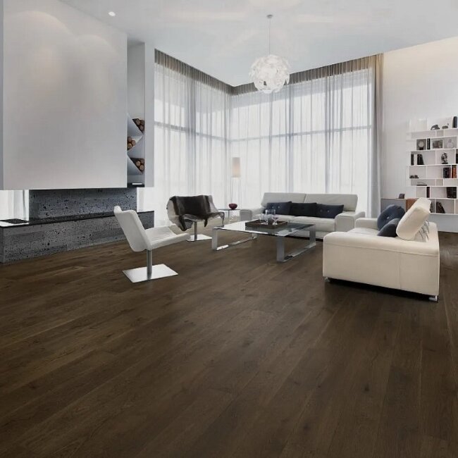 Паркетная доска Karelia Essence Oak 4 Story 138 Cinder Dark 1-s