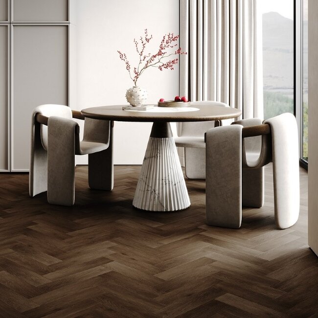 Кварцевый ламинат Fargo Herringbone 44-7009-24 Дуб Шварцвальд