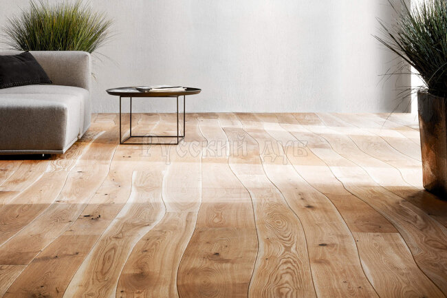 Криволинейный паркет Дуб шелковый лак 3-х слойный T&G Рустик 760...2200х120...190х16 мм Криволинейный паркет Дуб шелковый лак 3-х слойный T&G Рустик 760...2200х120...190х16 мм