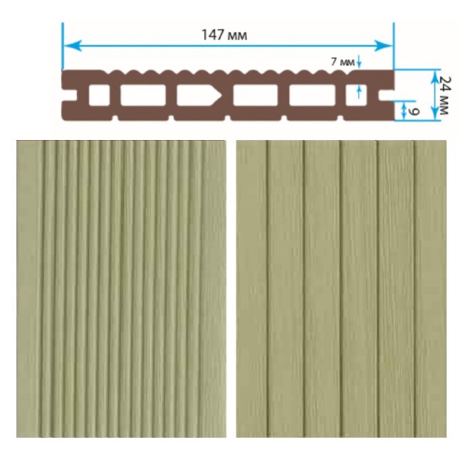 Террасная доска TerraPol КЛАССИК пустотелая с пазом Фисташка 220 3000х147х24 мм Террасная доска TerraPol КЛАССИК пустотелая с пазом Фисташка 220 3000х147х24 мм