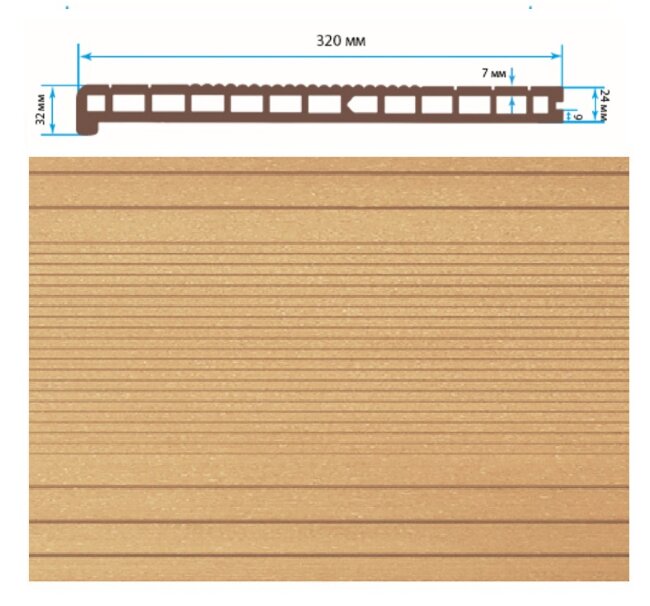 Ступень TerraPol КЛАССИК пустотелая Дуб Севилья 50 3000х320х24 мм Ступень TerraPol КЛАССИК пустотелая Дуб Севилья 50 3000х320х24 мм
