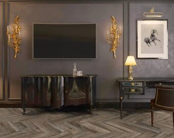 Ламинат Английская елка Aberhof Art Chateau ABF501 Дуб Эйлин Грей