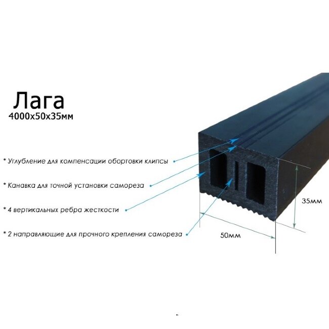 Лага монтажная TerraPol 4000х50х35 мм Лага монтажная TerraPol 4000х50х35 мм
