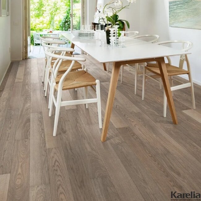 Паркетная доска Karelia Midnight Oak Story Soft Grey Matt