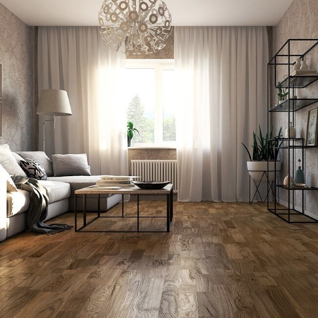 Паркетная доска PolarWood Классик 3П Дуб Ирис матовый лак