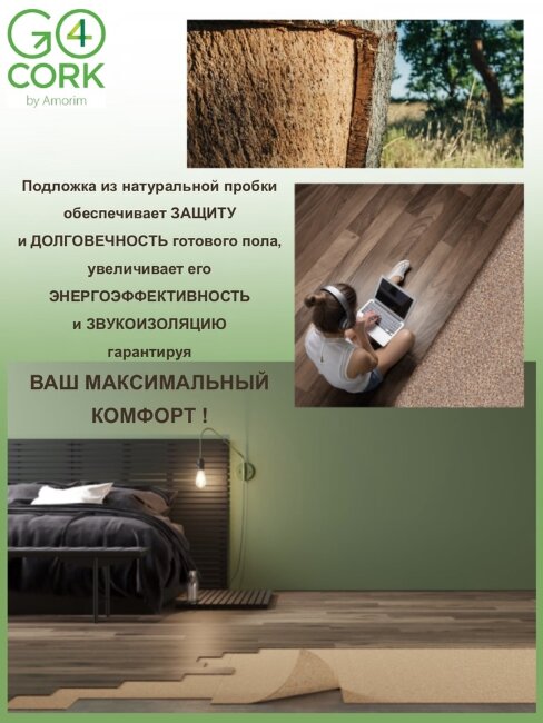 Подложка пробковая 3 мм Подложка пробковая 3 мм