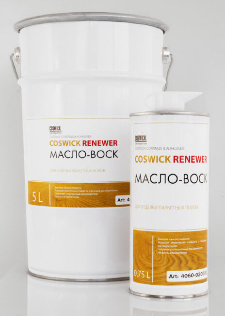 Масло-воск для отделки паркетных полов Coswick 4060-020000 (0,75л) Масло-воск для отделки паркетных полов Coswick 4060-020000 (0,75л)