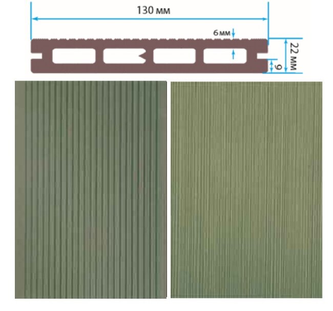 Террасная доска TerraPol СМАРТ пустотелая с пазом Олива 576 3000х130х22 мм Террасная доска TerraPol СМАРТ пустотелая с пазом Олива 576 3000х130х22 мм