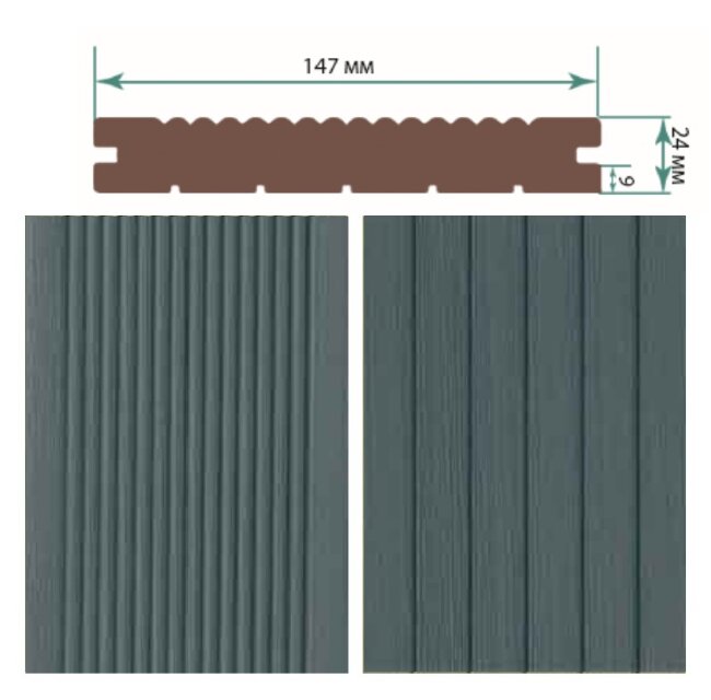 Террасная доска TerraPol КЛАССИК полнотелая с пазом Слива 353 3000х147х24 мм Террасная доска TerraPol КЛАССИК полнотелая с пазом Слива 353 3000х147х24 мм