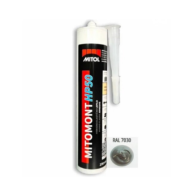 Высокомодульный клей-герметик Mitol Mitomont HP50 Серый 290 мл. Высокомодульный клей-герметик Mitol Mitomont HP50 Серый 290 мл.