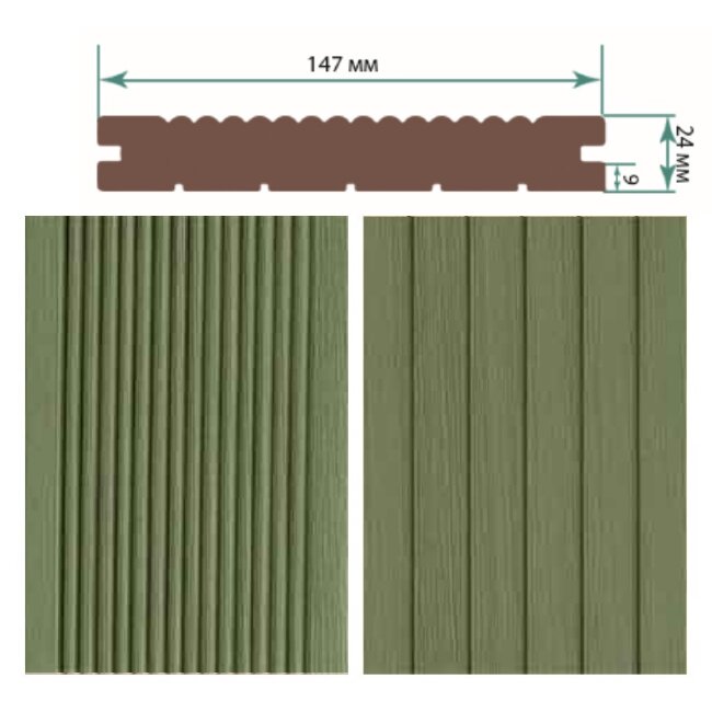 Террасная доска TerraPol КЛАССИК полнотелая с пазом Олива 576 3000х147х24 мм Террасная доска TerraPol КЛАССИК полнотелая с пазом Олива 576 3000х147х24 мм