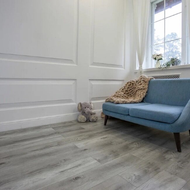 Кварц-виниловая плитка LVT Damy Floor Family Дуб Рустикальный Cерый