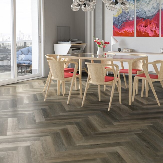 Кварцевый ламинат Английская елка Fargo Parquet 33-62W921 Дуб Кальвадос