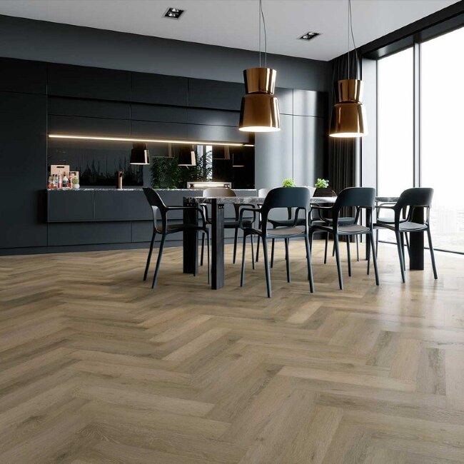 Кварцевый ламинат Английская елка Fargo Parquet 33-61W93 Дуб Парижский дождь