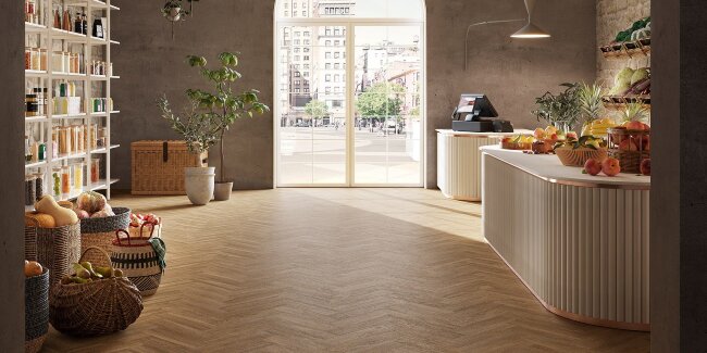 Виниловые полы английская елка Invictus New England Oak 45 Toffee