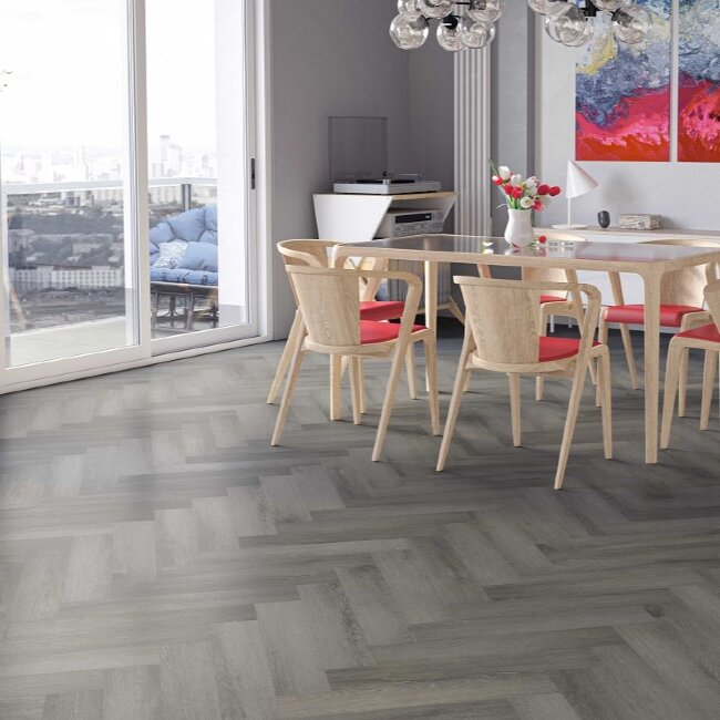 Кварцевый ламинат Английская елка Fargo Parquet 33-2074-05 Дуб Вулканический Пляж