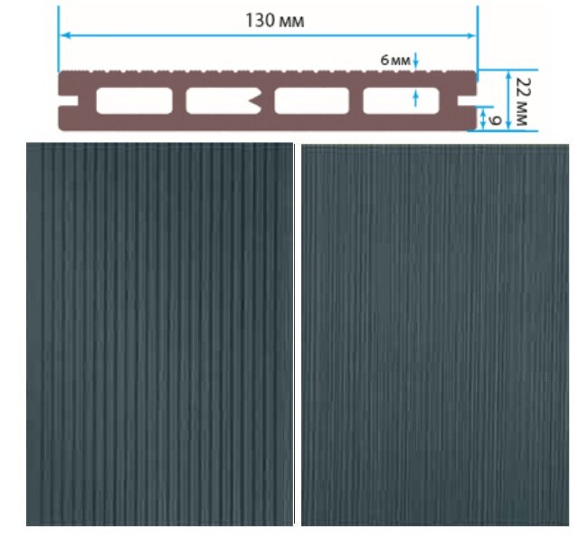 Террасная доска TerraPol СМАРТ пустотелая с пазом Слива 353 3000х130х22 мм Террасная доска TerraPol СМАРТ пустотелая с пазом Слива 353 3000х130х22 мм