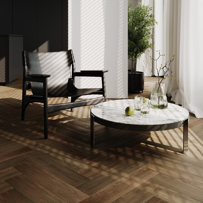 Кварцевый ламинат Английская елка Fargo Parquet 33-2022-2 Орех Маньчжурский