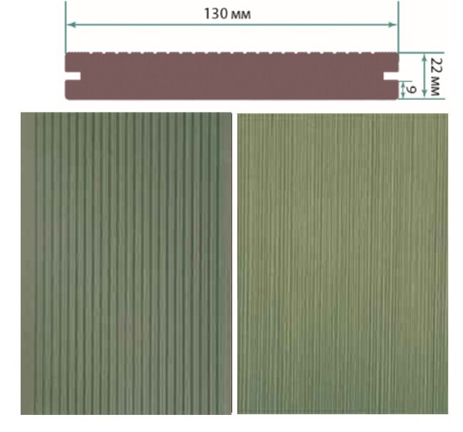 Террасная доска TerraPol СМАРТ полнотелая с пазом Ольва 576 3000х130х22 мм