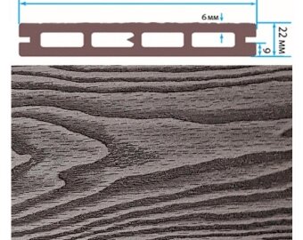 Террасная доска TerraPol СМАРТ 3D пустотелая с пазом Черное дерево 1901 3000х131х22 мм