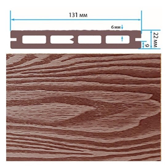 Террасная доска TerraPol СМАРТ 3D пустотелая с пазом Орех Милано 1281 3000х131х22 мм