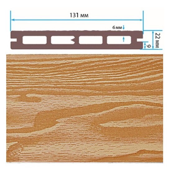 Террасная доска TerraPol СМАРТ 3D пустотелая с пазом Дуб Севилья 50 3000х131х22 мм