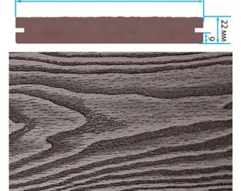 Террасная доска TerraPol СМАРТ 3D полнотелая с пазом Черное дерево 1901 3000х131х22 мм
