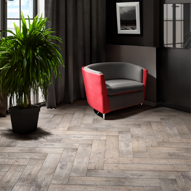 Паркет Венгерская ёлка Legend Дуб Grey/Грей Select UV-лак 16 мм