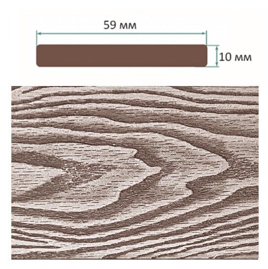 Декоративная планка TerraPol 3D Венге Соренто 971 3000х59х10 мм Декоративная планка TerraPol 3D Венге Соренто 971 3000х59х10 мм