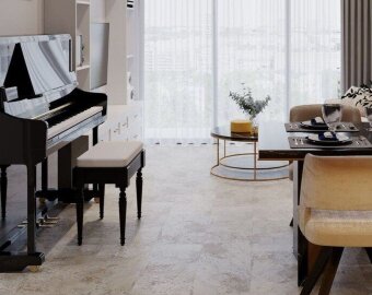 SPC плитка Stone Floor Травертин Бежевый