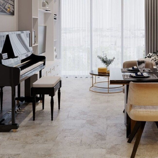 SPC плитка Stone Floor Травертин Бежевый